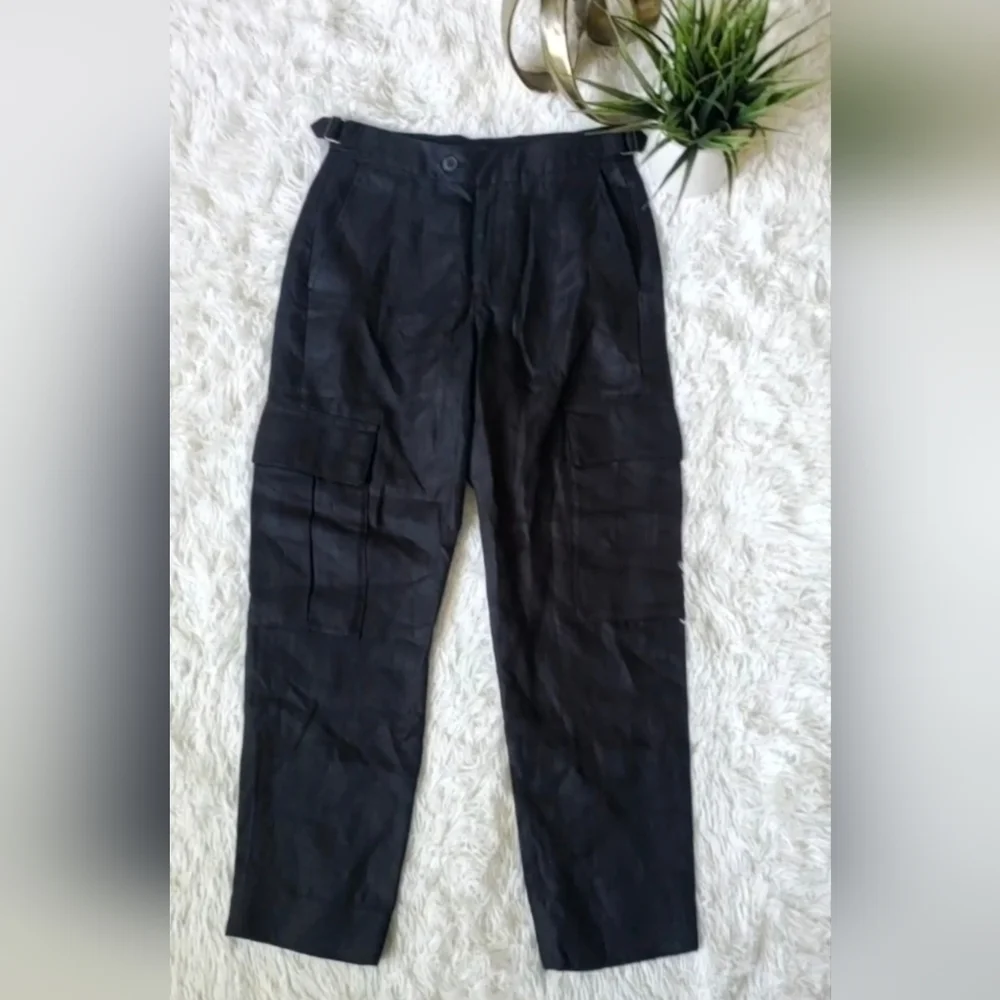 Banana Republic Heritage Expedition Linen Cargo Pants Black Size 0 NWT RT$130